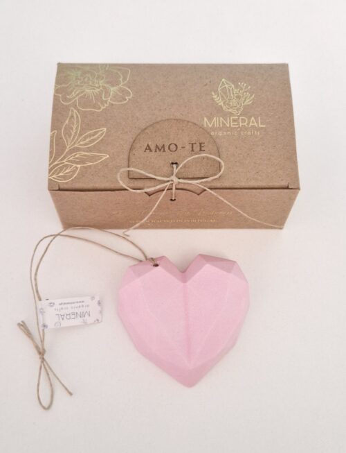 Coração geométrico rosa - Cerâmica Perfumada da Mineral Organic Crafts
