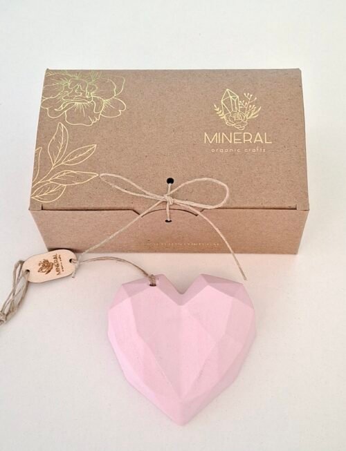 Coração geométrico rosa - Cerâmica Perfumada da Mineral Organic Crafts