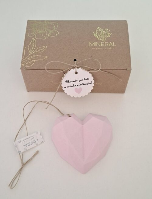 Coração geométrico rosa - Cerâmica Perfumada da Mineral Organic Crafts
