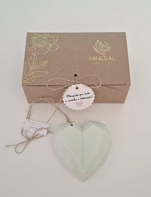 Coração geométrico verde - Cerâmica Perfumada da Mineral Organic Crafts