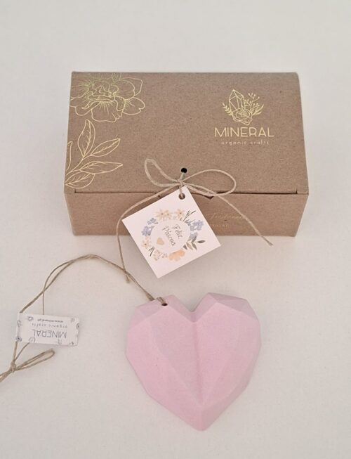 Coração geométrico rosa - Cerâmica Perfumada da Mineral Organic Crafts