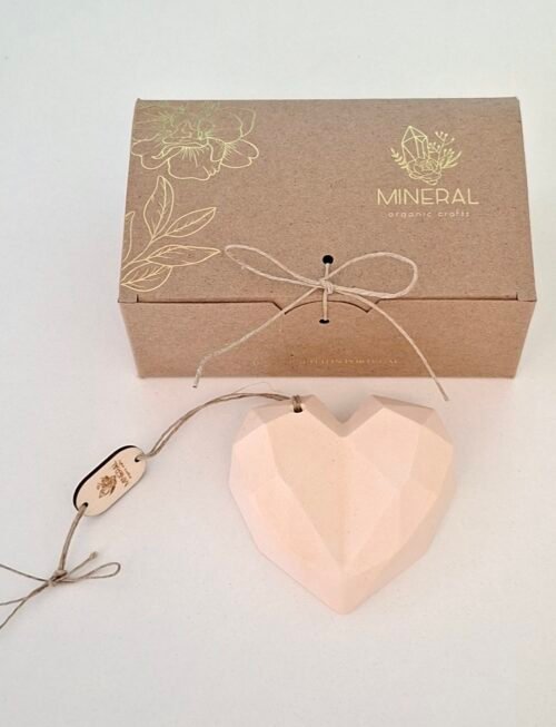 Coração geométrico coral - Cerâmica Perfumada da Mineral Organic Crafts