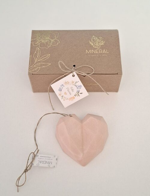 Coração geométrico coral - Cerâmica Perfumada da Mineral Organic Crafts