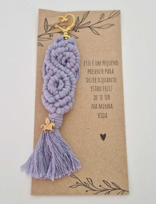 Porta chaves em macramé - Unicórnio