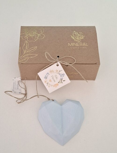 Coração geométrico azul - Cerâmica Perfumada da Mineral Organic Crafts
