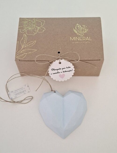 Coração geométrico azul - Cerâmica Perfumada da Mineral Organic Crafts