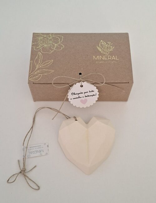 Coração geométrico amarelo - Cerâmica Perfumada da Mineral Organic Crafts