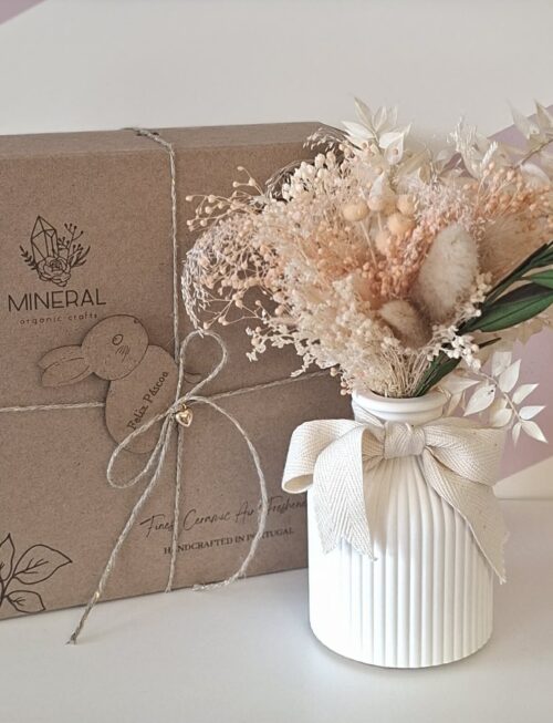 Jarrinha flores tons rosa e bege - Mineral Organic Crafts