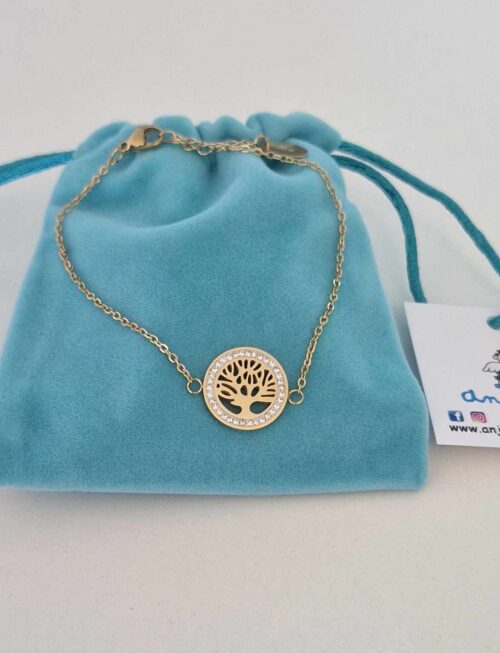 Pulseira aço árvore da vida