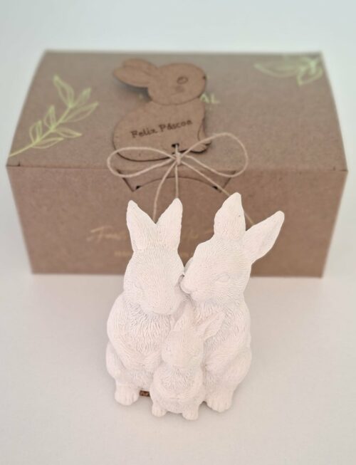 Família 3 coelhos branco - Mineral Organic Crafts