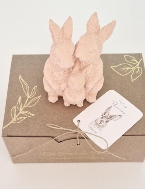 Família 3 coelhos rosa - Mineral Organic Crafts