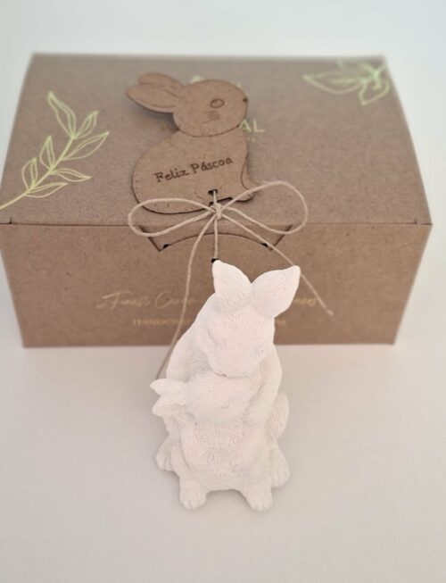 Família 2 coelhos branco - Mineral Organic Crafts