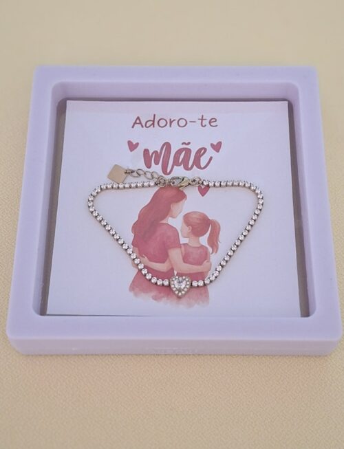 Pulseira em aço coração Mãe