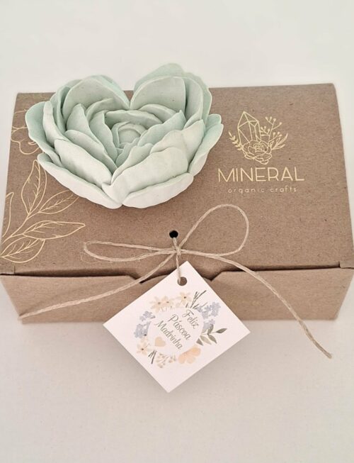 Coração em flor pequeno verde - Mineral Organic Crafts