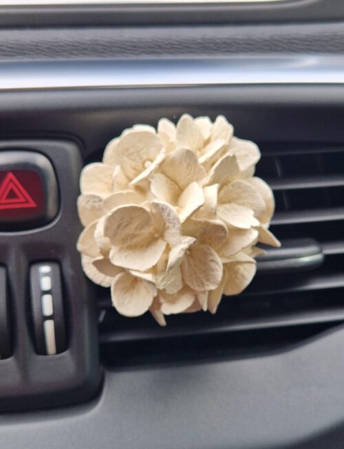 Ambientador de carro hortênsia - Cerâmica Perfumada da Mineral Organic Crafts