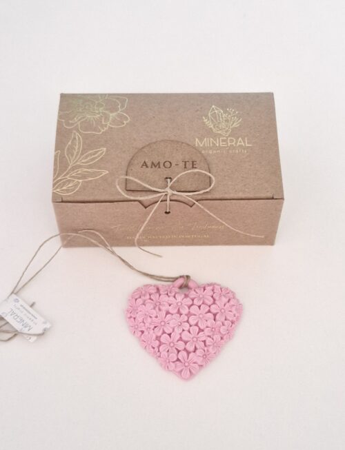 Coração florido rosa - Cerâmica Perfumada da Mineral Organic Crafts