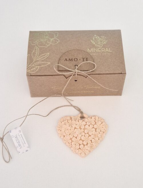 Coração florido laranja - Cerâmica Perfumada da Mineral Organic Crafts