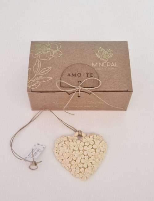 Coração florido amarelo - Cerâmica Perfumada da Mineral Organic Crafts