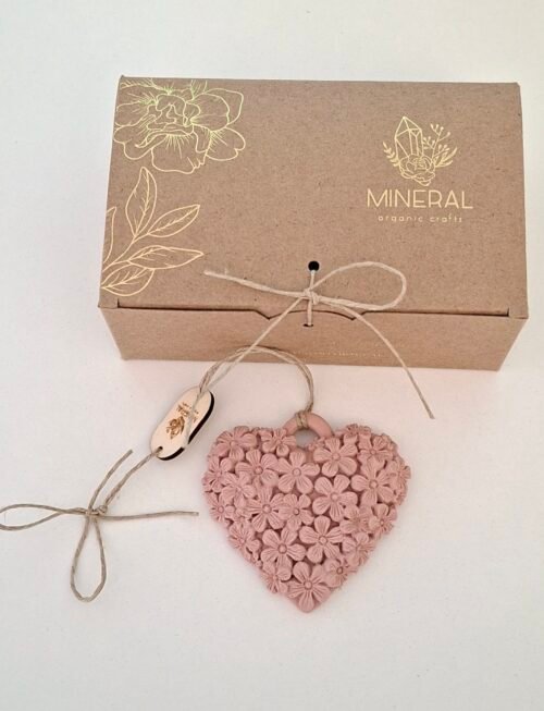 Coração florido rosa velho - Cerâmica Perfumada da Mineral Organic Crafts
