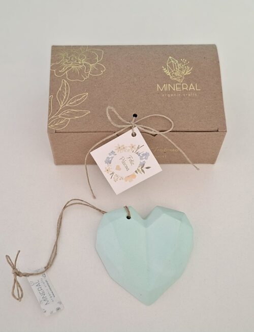 Coração geométrico menta - Cerâmica Perfumada da Mineral Organic Crafts