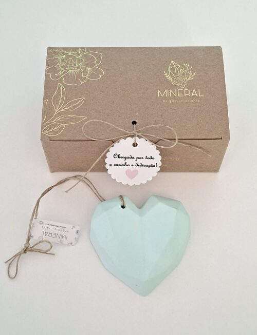 Coração geométrico menta - Cerâmica Perfumada da Mineral Organic Crafts
