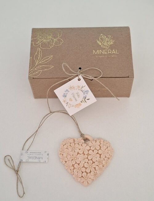 Coração florido laranja - Cerâmica Perfumada da Mineral Organic Crafts