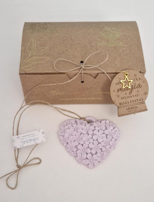 Coração florido lilás - Cerâmica Perfumada da Mineral Organic Crafts