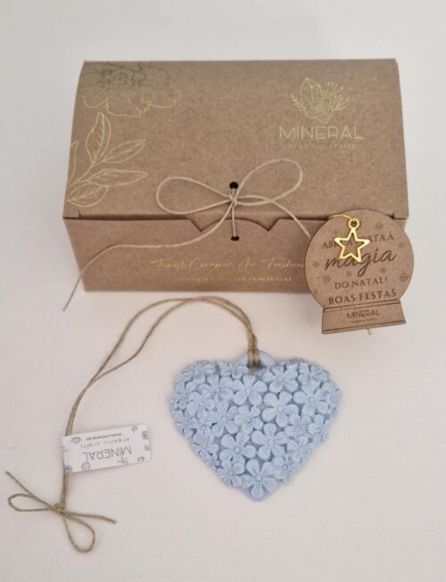 Coração florido azul - Cerâmica Perfumada da Mineral Organic Crafts