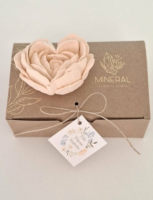 Coração em flor pequeno laranja - Mineral Organic Crafts