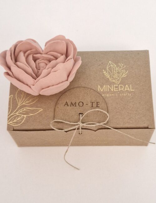 Coração em flor pequeno rosa velho - Mineral Organic Crafts