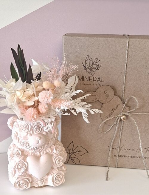 Jarrinha rosa ursinho - Mineral Organic Crafts