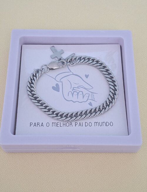 Pulseira em aço cruz - Pai