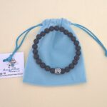 Pulseira aço pedras vulcânicas