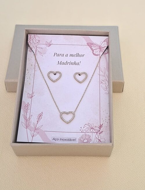 Conjunto coração dourado - Madrinha