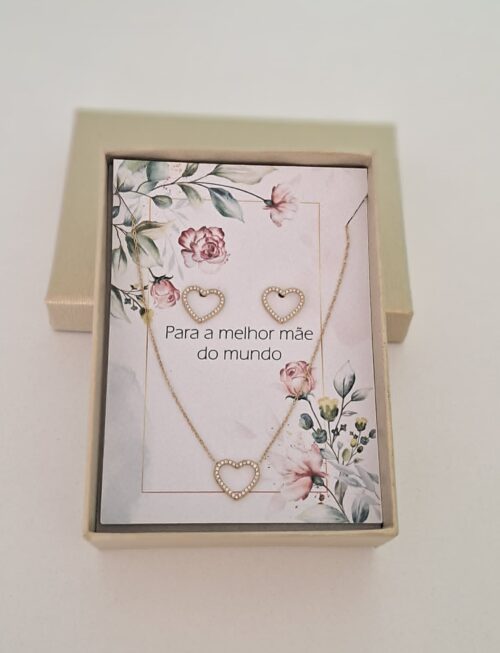 Conjunto coração dourado - Mãe