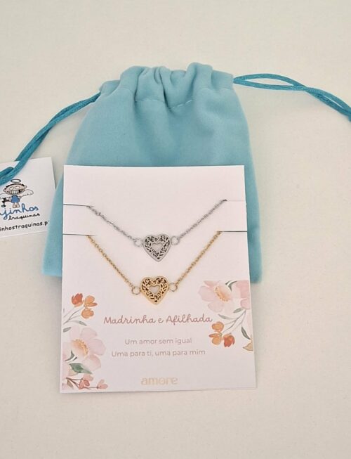 Pulseiras coração - Madrinha & Afilhada