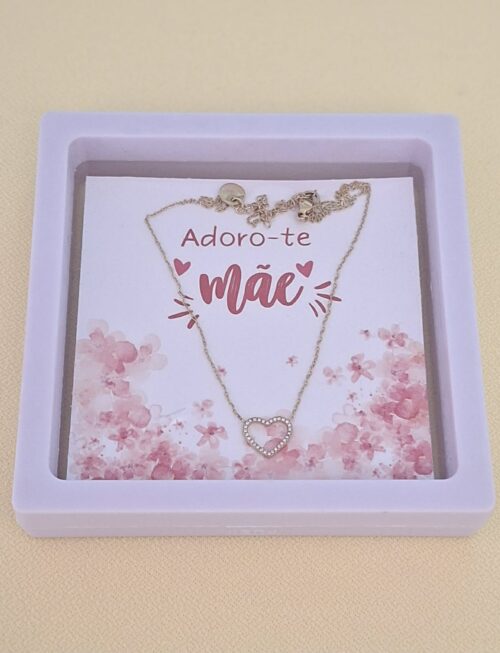 Colar em aço coração Mãe