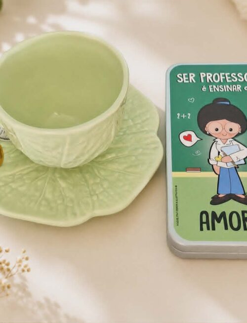 Chávena + Pires verde + Lata chocolate ser Professor